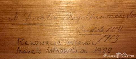 Inskrypcje organmistrzów z lat 1907, 1913 i 1989