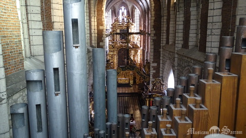 Widok z wnętrza organów głównych na prezbiterium