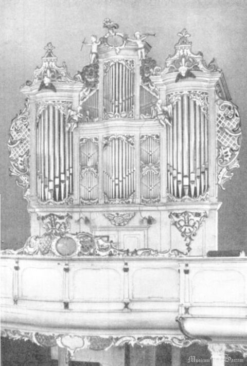 Szkic prospektu organów Grüneberga w kościele ewangelickim św. Trójcy