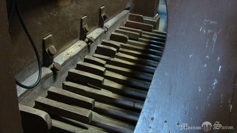 Specyficzna forma klawiszy pedału wraz z włącznikami stałych kombinacji