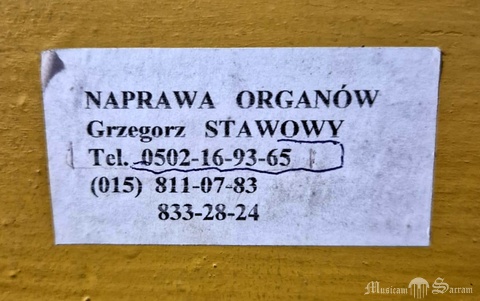 Wklejka G. Stawowego wewnątrz szafy organowej